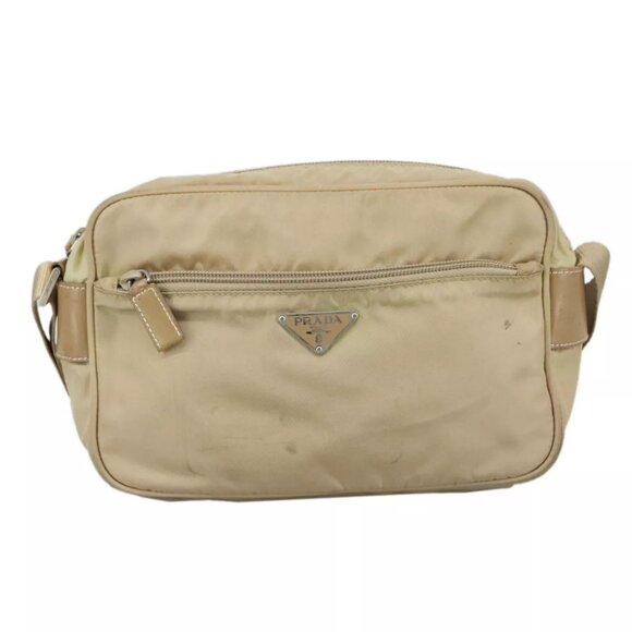 PRADA Shoulder Bag Nylon Beige Silver Auth - Picture 2 of 16